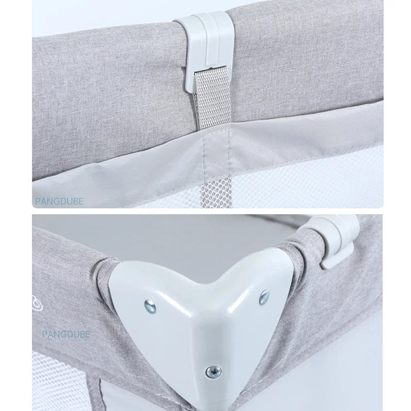 PANGDUBE 125*65cm Baby Crib 0 To 3 Years Old Kids Bed with Wheels Portable Crib for Baby Playpen Multifunctional Safety Fence
